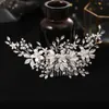 Luxury Women Jewelry Handmade Alloy Imitation Pearl Silver Color Flower Hair Comb Bridal Wedding Headdress Headpeice VL