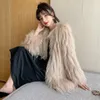 Women's Fur & Faux Tassel Woven Coat 2021 Young Style Hair Car Stripe Raccoon Dog Medium Length