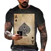 Mode Poker Ace of Spades Spielkarten 3D männer T-Shirt Sommer Polyester Übergroßen T Shirt Streetwear Trendy Männer Kleidung top