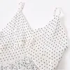 Summer Sleeveless Polka Dot Women Dress Off Shoulder High Waist Ruffles Midi Dresses Female Fashion 210520