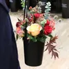 Present Wrap Flower Leather Boxar med Handhold Hug Bucket Rose Florist Portable Wedding Party Home Packing Packaging Box Bag