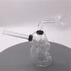 Mini narghilè a doppio strato con bruciatore a nafta in vetro a forma di teschio