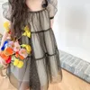 Luxueux dentelle enfants filles robe d'été enfants bébé fille fil d'or robes de fête bébé noir tutu vêtements 25374547168