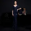 Elegant Party Maxi Dress Gold Prowin Evening Jurk Vrouwen met lange mouwen prom -jurken met lange mouwen