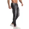 Erkek Skinny Kot Streç Tamir Jeans Gery Hip Hop Sıkıntılı Süper Sıska Slim Fit Yırtık Pantolon Streetwear Büyük Boy