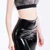 Plus Storlek XXXL Kvinnor Svart Leggings Sexig Hög Midja Elastiska PU Läder Skinny Byxor Glänsande Våt Look Metallic Latex Leggings 211216