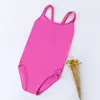 Quik-Dry Girls 훈련 수영복 1 조각 수영복 솔리드 어린이 아이들 해변 착용 수영복