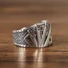 Ancient Silver – Poker Straight Royal Flush Ring – Bandfinger Offene verstellbare Ringe Hip Hop Modeschmuck für Männer Will und Sandy