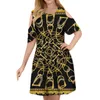 Vestidos casuais estilo barroco 2021 Mulheres Vestido Festa sexy Moda Senhora Black Gold Round Neck Evening9053673