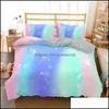 Ensembles de literie Fournitures Textiles de maison Jardin Enfants Colorf Glitter Set Femmes Filles Brillant Couette Er avec taie d'oreiller 2/3 pièce Queen King FL SI