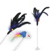 Multicolor Cat Toys Random Color pet Stick Feather Black Coloured Pole Like Birds With Small Bell