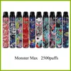 Monster Max 2500 Puffs Electronic Cigarette Disponable Pen med modedesign och stor kapacitet