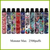 Monster Max 2500 Puffs Electronic Cigarette Disponable Pen med modedesign och stor kapacitet