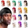 Unisex Long Silk Satin Breathable Turban Hat Wigs Durag Biker Headwrap Chemo Cap Pirate Hat Men Hair Accessories wholesale price