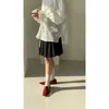 Корея сплошной цвет хлопчатобумажной рубашки весна корейский стиль женские блузки и топы Питер Pan воротник с длинными рукавами 210603
