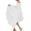 女性のドレスホワイトシフォンスラッシュネックバタフライスリーブロングルーズプラスサイズ夏ESYLER XXL 210524