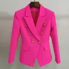 Оранжевый Fushia Blazer Женщины Офис Женские Золотые Двухбордовые Кнопки Осень Новая Мода Женская Куртка Blazers X0721