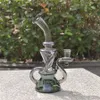 2021 Hookah Bong Glass DABリグマルチカラーブラックレシラー水艇身煙パイプ9インチ高さ14.4mm女性ジョイント石英バンガー