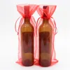 100pcs 15 37cm High Quality Organza Wine Bottle Bags Jewelry Wedding Party Candy Christmas Gift Pouch256f