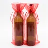 100pcs 15 37cm High Quality Organza Wine Bottle Bags Jewelry Wedding Party Candy Christmas Gift Pouch194o