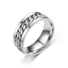 Cool Stainless Steel Rotatable Men Couple Ring Spinner Chain Rotable Rings Punk Women Man Jewelry for Party Gift