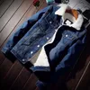 Män Jackor Trendig Varm Fleece Tjock Denim Jacka Vinter Fashion Mens Jean Outwear Male Cowboy Plus Storlek