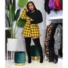 Damskie Patchwork Plaid Koszulki Suknie Moda Trend Casual Sweter Krótkie Spódnice Designer Zimowa Kobieta Łądź Turtleneck Dress