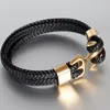 Bracelet en acier en titane de haute qualité Corche d'ancrage en cuir en cuir pour hommes Bracelets de charme cadeau 303h