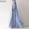 Stylish Striped Shirt Dress Women's Autumn Sundress Casual Long Sleeve Maxi Vestidos Female Lapel Robe Oversized 5XL Dresses