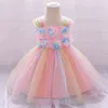 2021 inverno colorato vestito dal tutu 1 ° compleanno vestito per i vestiti della neonata bambino battesimo principessa abiti da festa ragazza di fiore G1129