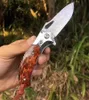 Alta Qualidade Damascuss Flipper Faca dobrável VG10 Damasco Steel Drop Ponto Blade Padrão de Cobra Madeira Punho Bolas de Bolas de Bolas