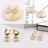 Lots 18K Gold Placed Letter Stud arrings Luxury Brand Women Fashion Ear Loop 925 Silver Rhinestone Pearl Dangle arring for Wedding Jewerlry Associory