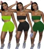 Sexy Embroidery Tracksuits Womens Strapless Outfits Two piece set brand sportswear bra + shorts sport suit summer women clothes klw6400