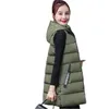 Kvinnors västar Autumn Winter Women Waistcoat 2022 Kvinnlig ärmlös Ytterkläder Jacka Huven VARM Långt kappa Colete Feminino Gilet Overcoat Str