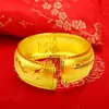 Braccialetto 1pc di lusso drago e fenice per le donne oro 24 carati spesso splendido regalo di gioielli da sposa femminile intagliato da sposa