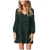 Chiffon Summer Dress Women 2022 Elegant Polka Dot Long Sleeve V Neck Loose Ruffle Mini Plus Size Beach Dresses Vestidos Casual