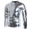 Goud Shiny Metallic Disco Tshirt Mannen Slim Fit V-hals Nachtclub Stage Prom T-shirt Homme Hip Hop Party Rave Tops Tee Camisetas 5x 210522