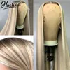 Lace Wigs Ash Loira em linha reta dianteira peruca brasileiro colorido cabelo humano 613 HD Destaque frontal para mulheres