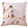 Europeisk stil kudde täcker rosa blommig fjäril kast kudde bomullslinne dekorativ för soffa bilkudde/dekorativ