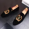 New Luxury Brand Shoes Velvet Loafers Embroidery Note Party Dress Stage Men Smoking Slipper Fashion b15