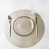 Gold Silvery Rodada Placemats Cozinha PVC Esteiras Isoladas para Mesas de Jantar Bebida Coasters Coffee Cup Pad Home Restaurante Decoração Pads