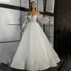 Vintage tule trouwjurken Puff Sleeve Lace Appliques Boho V-hals Bruidsjurk 2021 Princess Bride Wedding Togels