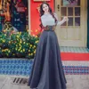 Winter Flare Sleeve Turtleneck Lady Ruffle Sweater + Vintage Plaid Ull Maxi Skirt Två Piece Women Set 210520