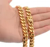 FINE chains 8mm/10mm/12mm/14mm/16mm Stainless Steel Jewelry 18K yellow Gold High Polished Miami Cuban Link Necklace Men Punk Curb Chain Butterfly Clasp