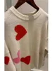Castas de suéteres femininos corações Jacquard Mulheres Knit Sweater O-Gobes Longo Manga Longa Jumper Mutuário Feminino Autumn Winte Tops 2022 Mulheres
