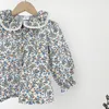 Vår Höst Kids Girl Långärmad Blomskjorta Infant Baby Bödd Kläder Utskrift 210429