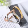 15-21 4CZ Titanium Steel Screw Bracelets Love Bracelet Bangle Women Men Gold Silver Rose Nail Jewelry For Lover with box set