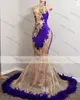 Sparkly zwarte zeemeermin avondjurk hoge hals veren kralen sexy luxe prom jassen dubai vrouwen formele feestjurken