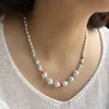 Girocolli Perle bianche Collana di perline di cristallo colorato Moda donna Festa fatta a mano Clavicola Girocollo Femme Regali di gioielli di compleanno Morr22