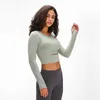 LU-01 Yoga Outfits Top Sport Bra Frauen Fitness Kleidung Langarmed T-Shirt gepolstert halb Länge läuft schlankes Sporthemd